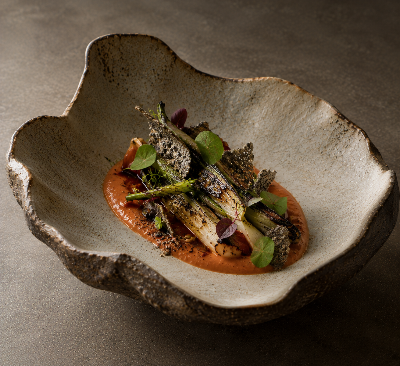 Charred jungle leek, leek ash