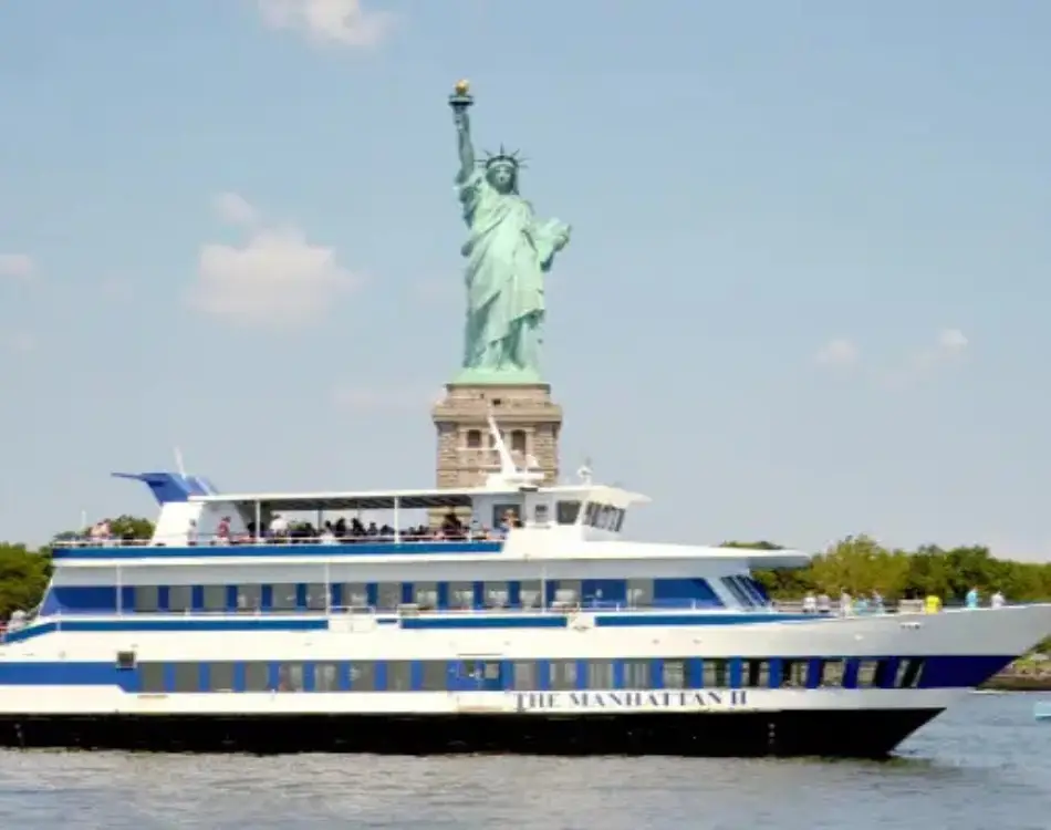 Cruise near Liberty Island Cruise sailing near the Liberty Statue