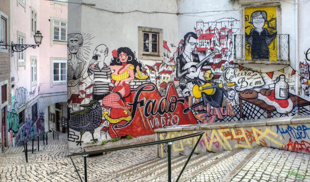 Urban art in the Fado street of Lisbon