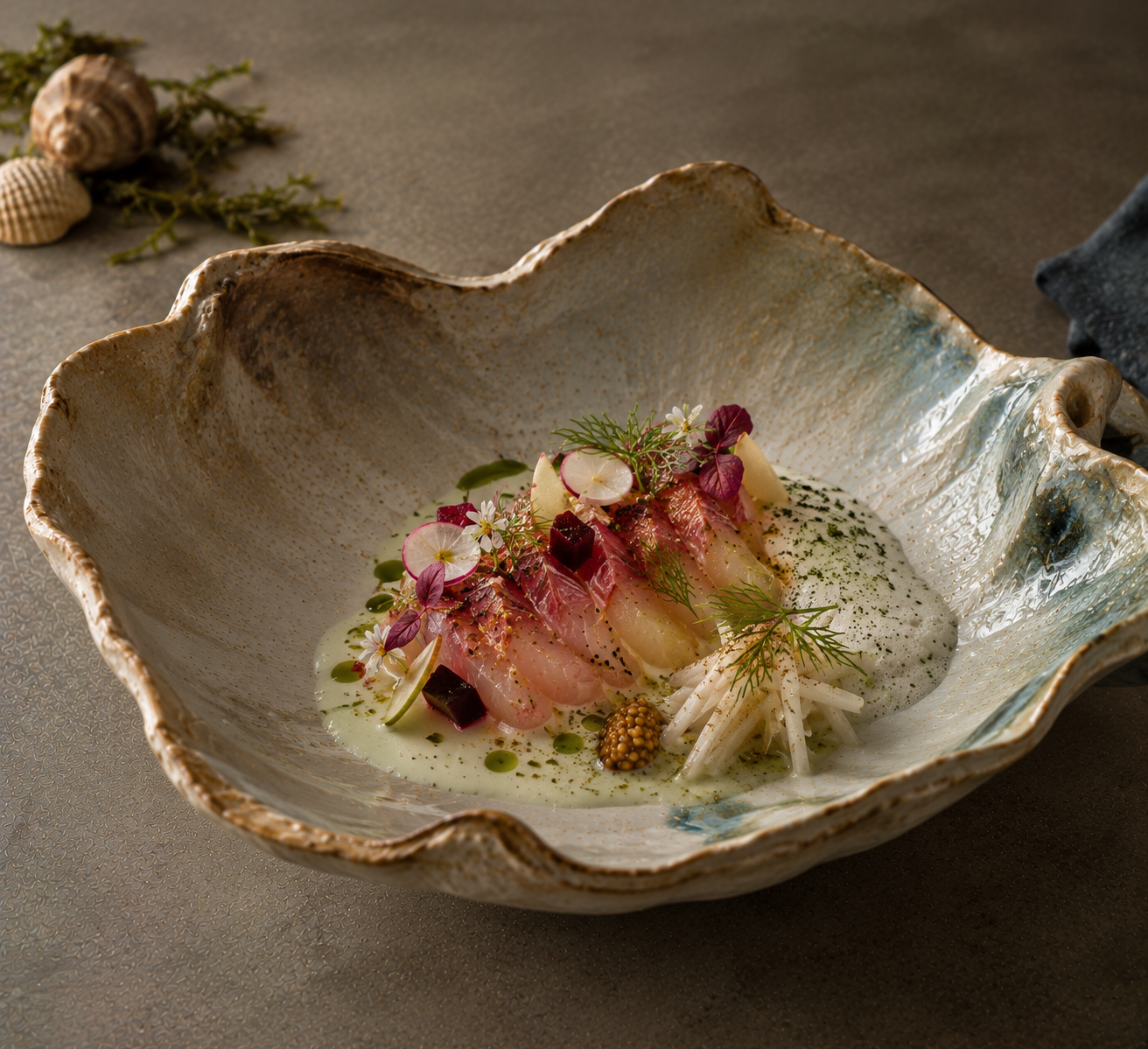 Goan red snapper cured with teppal and beetroot