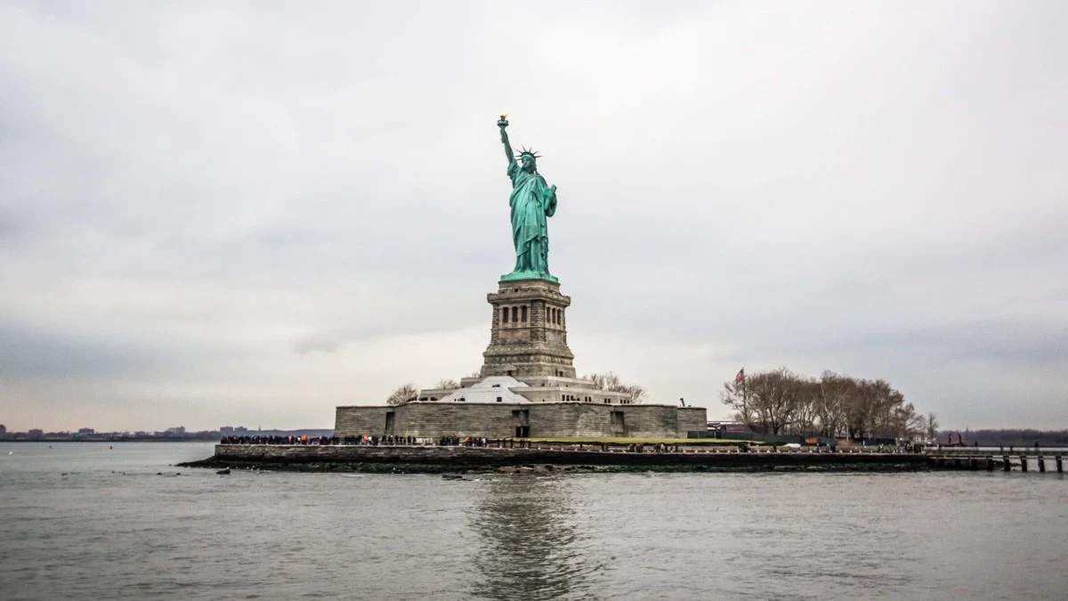 Liberty Island from Manhattan View of the Statue of Liberty from Manhattan, NYC