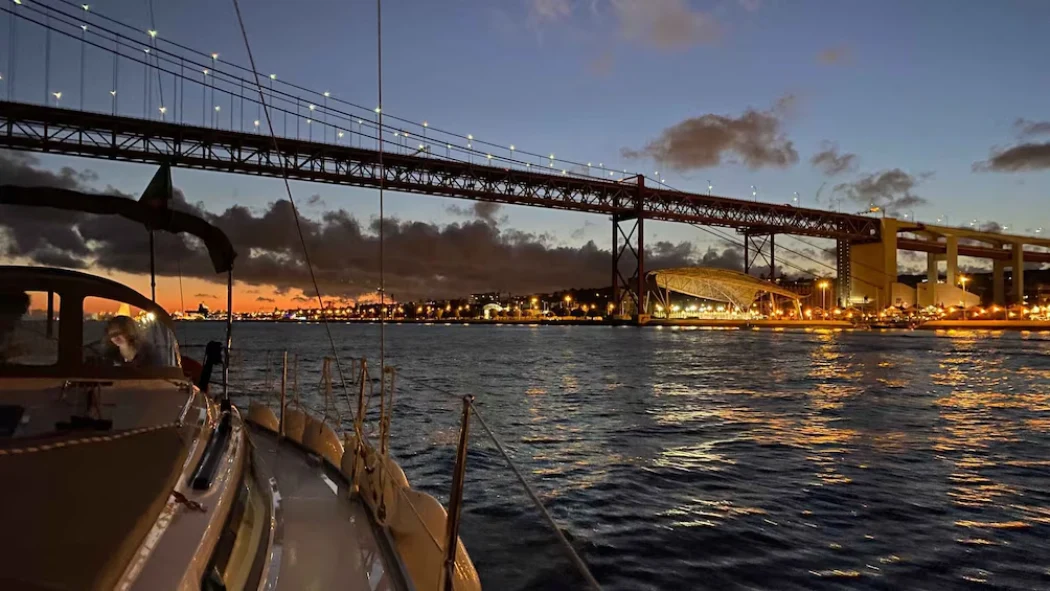 Lisbon cruise in the evening