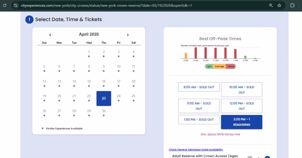 Non-availability of Statue of Liberty tickets Statue of Liberty tickets can’t be booked far in advance on the official site.
