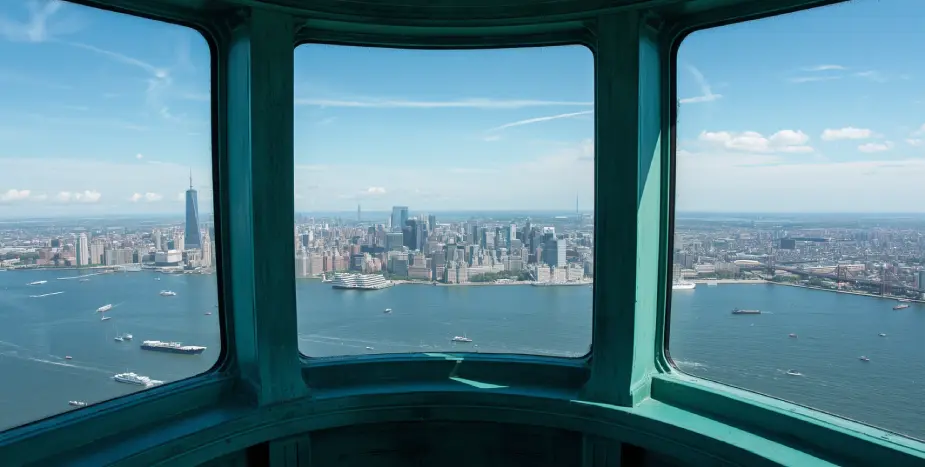 View from the Crown of Statue of Liberty View from the Crown of Statue of Liberty