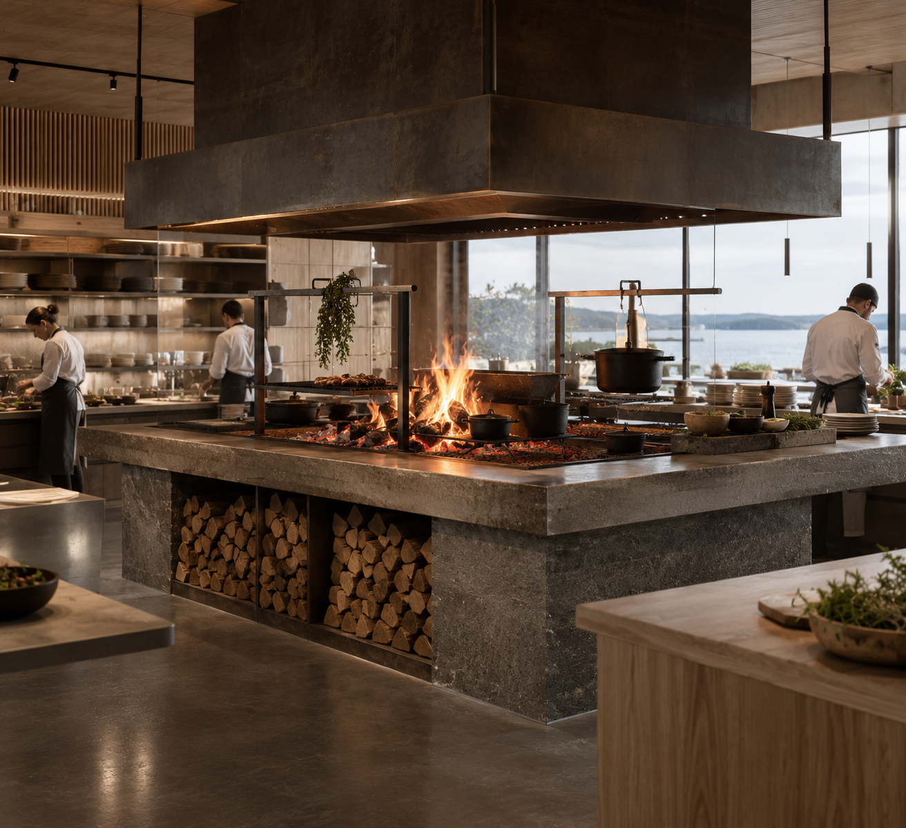 The wood-fired hearth
