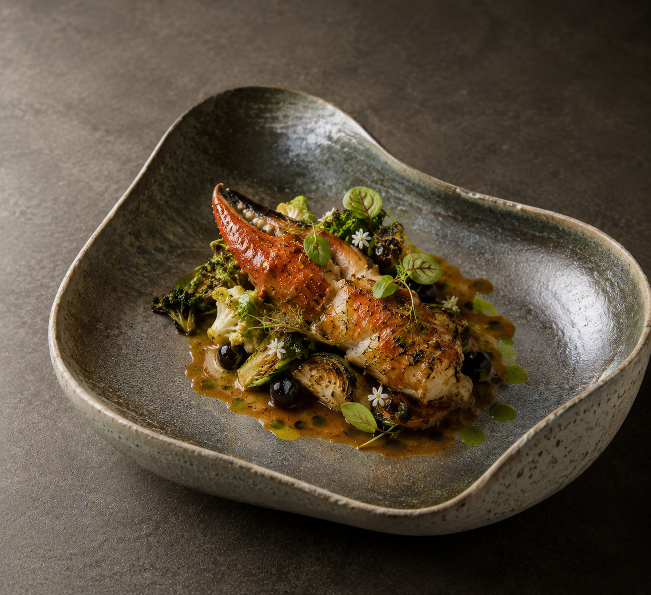 Seared Zuari river mud crab